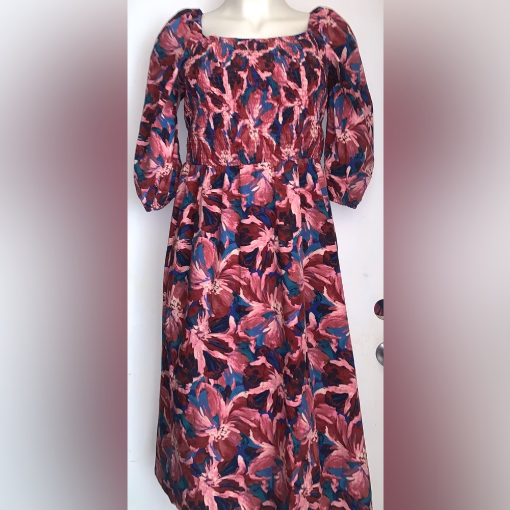 Time and Tru Multicolor Floral Long Sleeve Dress